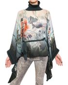Roberto Cavalli Flower Silk Chiffon Top - Lyst