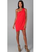 Alice + Olivia Draped One Shoulder Dress - Lyst