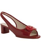 Ferragamo Red Patent Leather My Sun Open Toe Sling Backs - Lyst