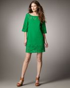 DKNY Half-sleeve Eyelet Dress - Lyst