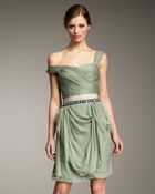 Vera Wang Lavender Belted Asymmetric Chiffon Dress - Lyst
