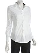 Burberry London White Stretch Cotton Blouse - Lyst