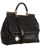 Dolce & Gabbana Black Leather Bar Top Handle Crossbody Bag - Lyst