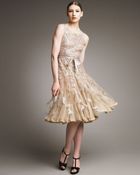 Oscar de la Renta Metallic-embroidered Cocktail Dress - Lyst