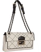 Fendi Beige Quilted Zucca Canvas Baguette Shoulder Bag - Lyst