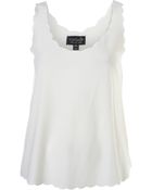 Topshop Cream Basic Scallop Vest - Lyst