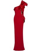 Marchesa One Shoulder Ruffle Gown - Lyst