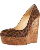 Christian Louboutin Cork-wedge Leopard Pump - Lyst