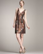 Lela Rose V-neck Brocade Dress - Lyst