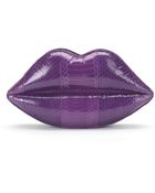 Lulu Guinness Purple Snakeskin Lips Clutch - Lyst