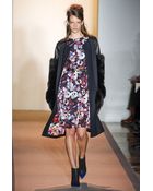 Peter Som Mega Floral Stretch Silk Satin Long Sleeve Dress - Lyst