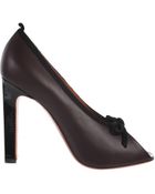 Celine Gummy Calfskin Open Toe Hanna Court Shoes - Lyst