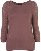 Topshop Knitted Pointelle Panel Top - Lyst