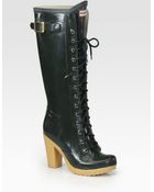 Hunter Labins Lace-up High Heel Rain Boots - Lyst