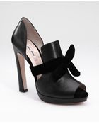 Miu Miu Peep-toe Velvet Bow Pumps - Lyst