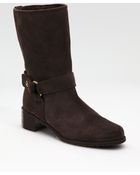 Stuart Weitzman Pimlico Suede Biker Boots - Lyst