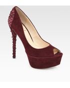 B Brian Atwood Blayne Suede Peep Toe Platform Pumps - Lyst