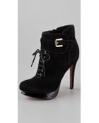 Sam Edelman Black Uma Lace Up High Heel Ankle Boot - Lyst