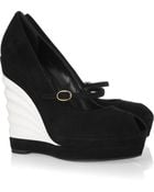 Saint Laurent Robyn Suede and Patent-leather Wedges - Lyst