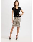 Just Cavalli Sateen Leopard-print Pencil Skirt - Lyst