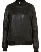 Topshop Leather Bomber Jacket - Lyst