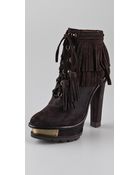 B Brian Atwood Tempesta Suede Platform Booties - Lyst