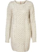 Topshop Knitted Cable Dress - Lyst
