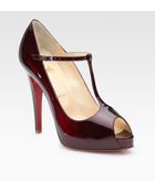 Christian Louboutin Patent Leather Peep Toe Pumps - Lyst