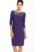 Adrianna Papell Beaded Jersey Sheath Dress - Lyst