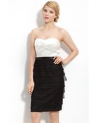 Adrianna Papell Strapless Satin & Lace Dress - Lyst