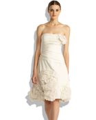 BCBGMAXAZRIA Strapless Appliqué Dress - Lyst