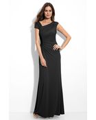 Calvin Klein Asymmetrical Ruched Jersey Gown - Lyst