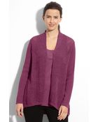 Eileen Fisher Open Front Pointelle Cardigan - Lyst