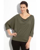 Eileen Fisher Drape Neck Batwing Sleeve Top (petite) - Lyst