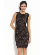 Eliza J Ruched Lace Sheath Dress - Lyst