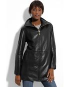 Ellen Tracy Leather Kimono Topper - Lyst