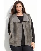 Kenneth Cole Faux Fur Vest (plus) - Lyst