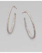 Roberto Coin Diamond & 18k White Gold Hoop Earrings/1¼ - Lyst