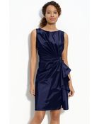 Tadashi Shoji Ruffle Front Taffeta Sheath Dress - Lyst