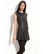 Theory Shandrin Lambskin Leather Tunic Dress - Lyst