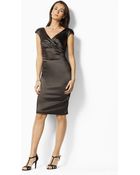 Lauren by Ralph Lauren Stretch Satin Dress - Lyst