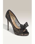 Valentino Bow Trim Lace Pump - Lyst