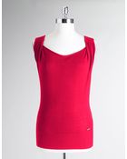 Calvin Klein Silk-blend Cowlneck Sweater Shell - Lyst