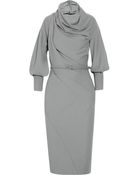 Donna Karan New York Belted Wool-blend Jersey Dress - Lyst
