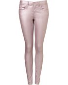 Moto Coated Leigh Skinny Jeans - Lyst