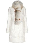 Ermanno Scervino Padded Coat with Fox Fur Scarf - Lyst