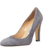 Manolo Blahnik Suede High-heel Pump - Lyst