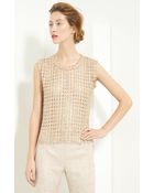 Oscar de la Renta Petit Bow Tie Tweed Top - Lyst