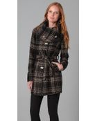 Rachel Zoe Wrap Collar Tweed Coat - Lyst