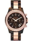 Michael Kors Round Tortoise Glitz Watch - Lyst
